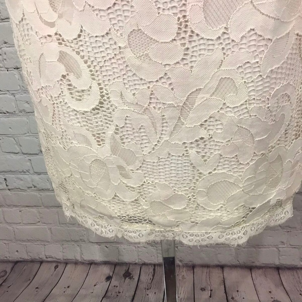 Sans Souci White Zippered Lace Dress Medium Size - Picture 7 of 8